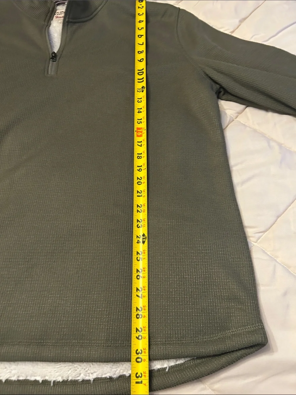 Heritage Olive Green Quarter-Zip Thermal fleece lined Pullover